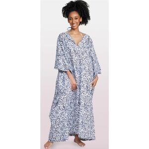 Liberty & Justice The Sis Bindu Boubou, Oversized Blue & White 100% Cotton Small